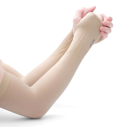 Men Women Long Half Finger Gloves Arm Sleeves Sun UV Protection Ice Cool Arm Cover for Cycling Fishing Running Climbing Sport