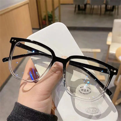 Large Square Frame Anti-Blue Light Glasses Fashion Retro Eye Protection Classic Plain Glass