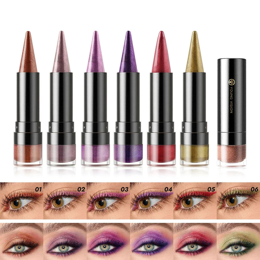 Metallic Purple Lipstick Tapered Lip Liner Waterproof Easy To Apply Non-stick Nude Red Glitter Lipstick Crayon Eyeshadow Pencil