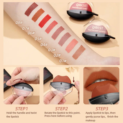 Lip-shaped Lipstick Makeup Lazy Lipstick Velvet Matte Moisturizing Lip Gloss Waterproof Non-stick Cup Long Lasting Makeup