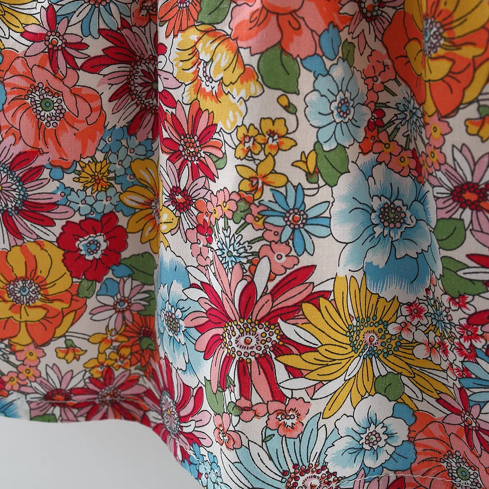 Summer Cotton Baby Dress Flower Printed Dress Hawaiian Style Baby Clothes Send Bag