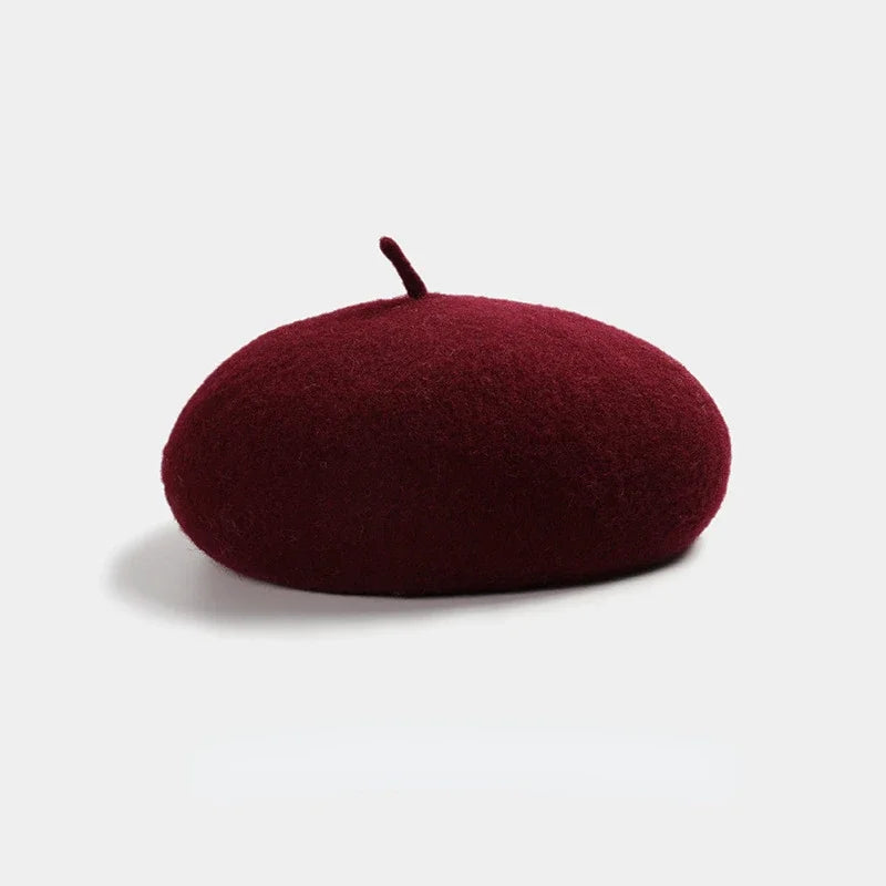 100% Wool Retro Beret Hat Autumn Winter Women British Hepburn stylish Artist Painter Hats Thick Warm Woolen Pumpkin Beanies Cap