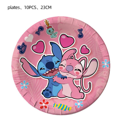 Disney Pink Lilo&Stitch Birthday Party Decorations Disposable Plate Angel Balloon Baby Shower Girls Birthday Party Supplies