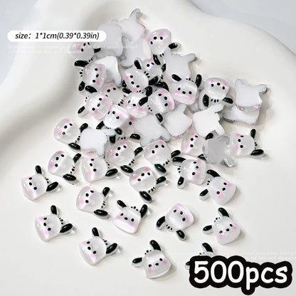 500pcs Cute Sanrio Nail Art Charms 3D Pink Bow Hello Kitty Cinnamoroll Nail Decoration