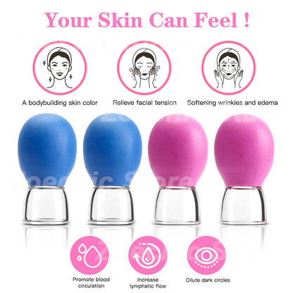 Facial  Cupping Machine Silicone Face Massager Lifting Facial Shaping Vacuum Glass Jar Anti-Wrinkle Cupping Therapy Beauty Tool