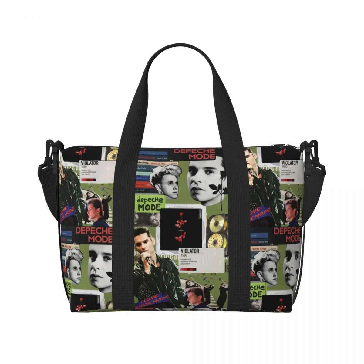 Custom Depeche Cool Mode Tote Bag Women Big Capacity DM Gym Beach Travel Bags