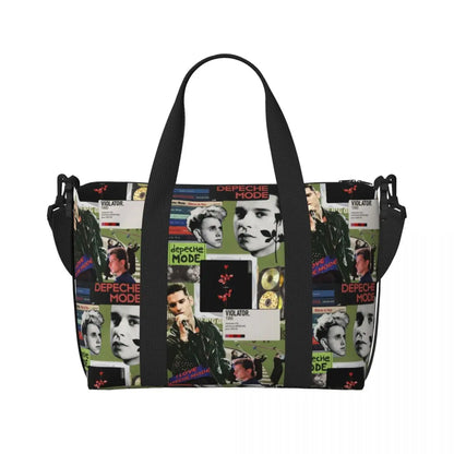 Custom Depeche Cool Mode Tote Bag Women Big Capacity DM Gym Beach Travel Bags