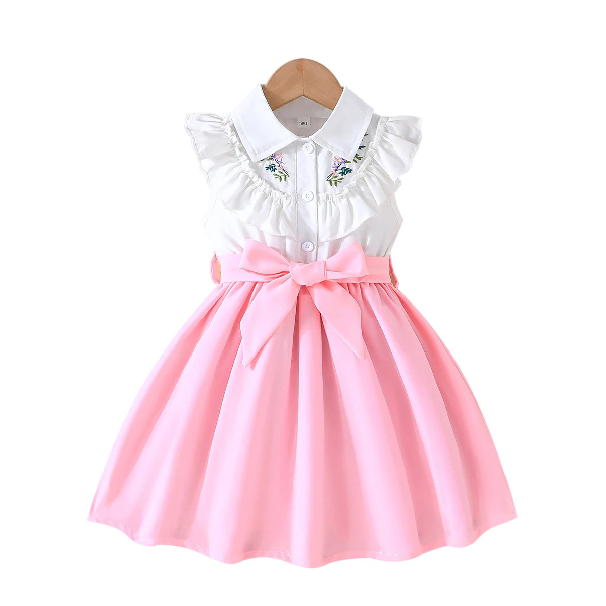 Dress For Kids 2-7 Years old Birthday Ruffled Embroidered Sleeveless Emerald Green Princess Dresses