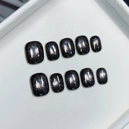 10Pcs Short Handmade Press On Nails Full Cover Cute Cat Cat Eye