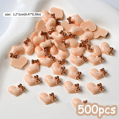 500pcs Cute Sanrio Nail Art Charms 3D Pink Bow Hello Kitty Cinnamoroll Nail Decoration