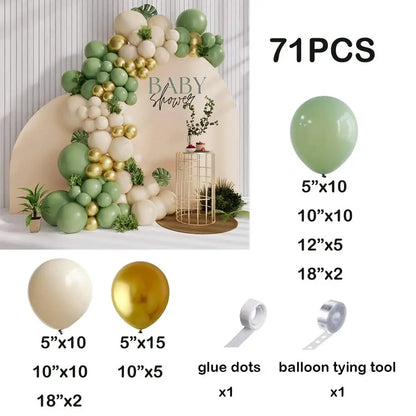 92pc Sage Green Balloons Garland Arch Kit White Gold Confetti Balloon Baby Shower Birthday Party Wedding Decoration Latex Globos