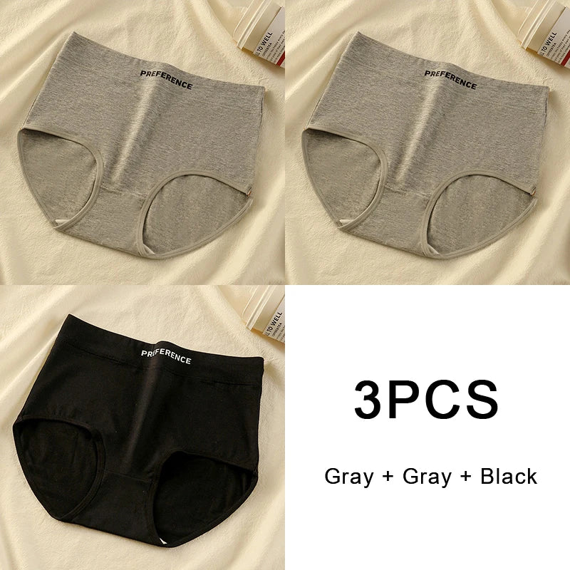 3PCS/set Color Panties Cotton Women Comfortable High-waist Underwear Soft Lingerie Breathable Female Panty Fitness Sports Briefs