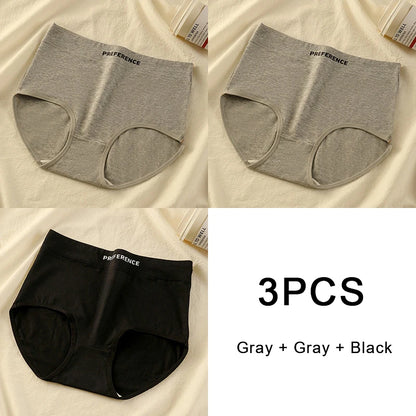 3PCS/set Color Panties Cotton Women Comfortable High-waist Underwear Soft Lingerie Breathable Female Panty Fitness Sports Briefs