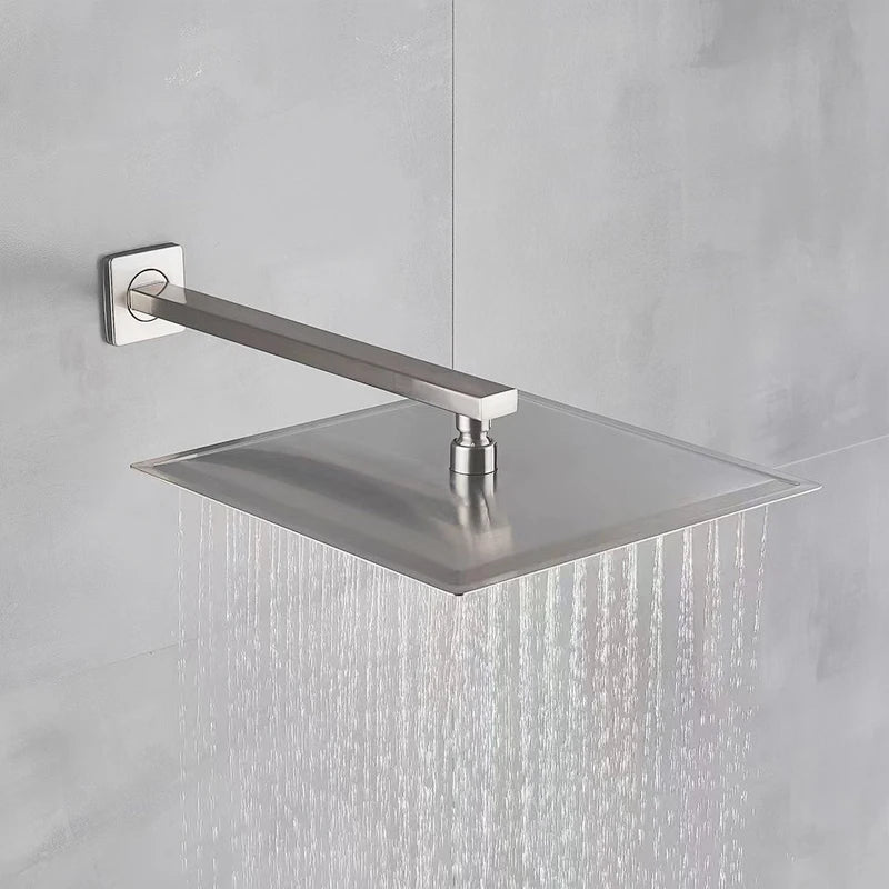 Shower Head 10/12 inch Rainfall Shower Head with Wall Mounted Shower Arm Bathroom Shower Accessories