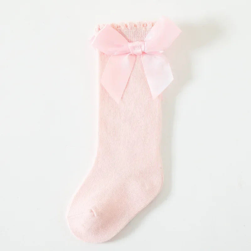 Spring Autumn Children Baby Girls Boys Cotton Knee High Socks Big Bow Home Sport Long Socks Kids Toddler Floor Stockings