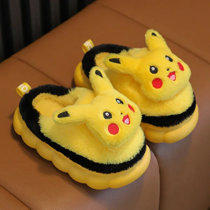 New Winter Children's Cotton Slippers Cute Cartoon Non-slip Soft Sole Girls Boys Indoor Warm Plush Home Wooden Floor Flat Shoes