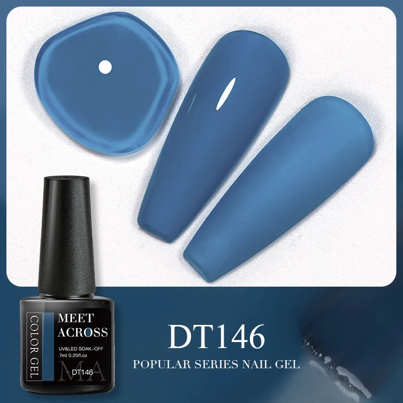 MEET ACROSS 7ml Brown Series Gel Nail Polish Autumn Coffee Color Nail Art Gel Nail Supplies Semi-Permanent Varnish Manicure