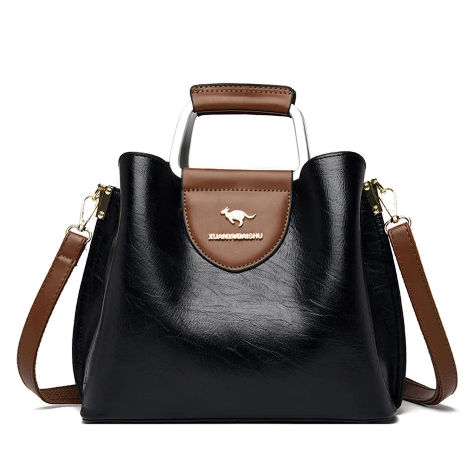 Soft Leather Luxury Handbags Women Bags Designer 3 Layers Shoulder Crossbody