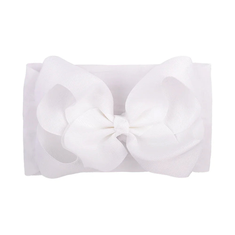 1PC Large Ribbon Bow Headband for Baby Girls Wide Nylon Turban Newborn Bow Headwrap Gift Super Soft Babe Hair Accessories
