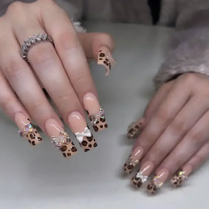 24Pcs Artifical False Nails with Glue Fake Nail Tips with Heart Designs Detachable Press on Nails XLong Finished False Nails tip