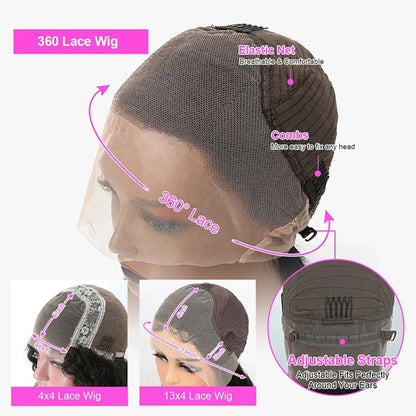 360 Lace Frontal Wig Brazilian Bone Straight 13x4 Transparent Lace Front