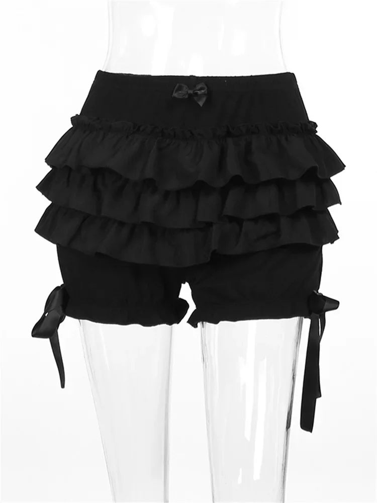 Ruffle Layered Bloomer Shorts Aesthetic Kawaii Gothic Short Pants