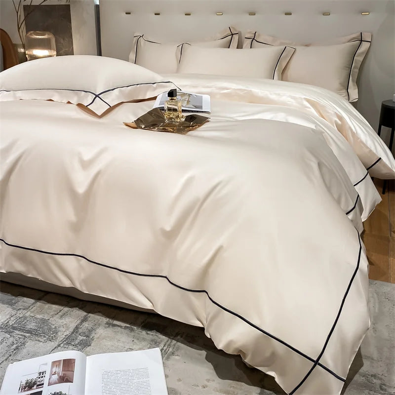 Embroidery Bedding Sets Egyptian Cotton Bed Sheet Set Luxury Duvet Cover Bedsheet Bed Linen Pillowcase 5 Stars Hotel Bedclothes