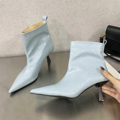 New Fashion Ankle Boots Women Pointed Toe Slim Short Ladies Booties