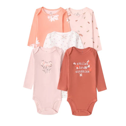 Ircomll 5 PCS Long Sleeve Baby Boys Girls Bodysuit Baby Girl Boy Clothes Infant Bodysuit Sets for Children 0 to 12 months bebe