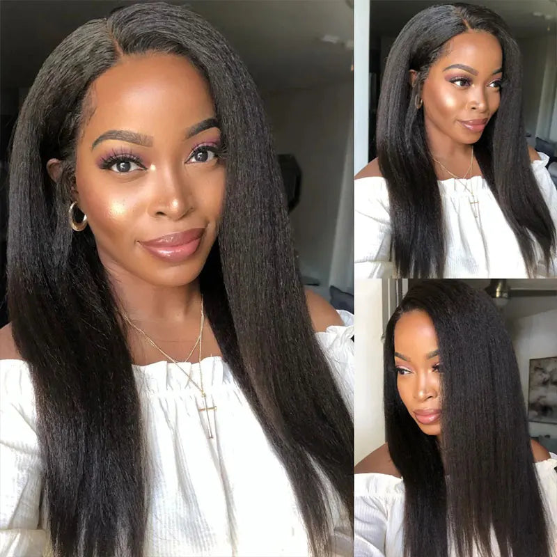 Kinky Straight 13x4 Lace Front Glueless Wig