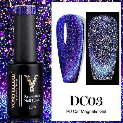YOKEFELLOW 2025 New Dreamland Cat Eye Gel Nail Polish 10ml Dual Gloss Dreamland Color Soak Off Cat Magnetic UV Gel Varnish DIY