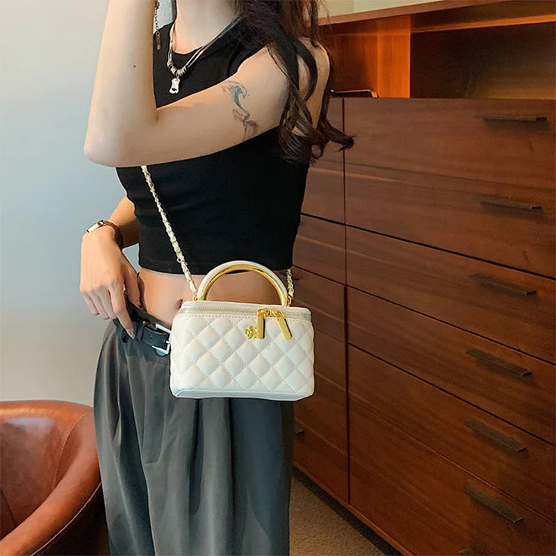 Women PU Leather British Style Handbag Ladies Chain Crossbody Bags