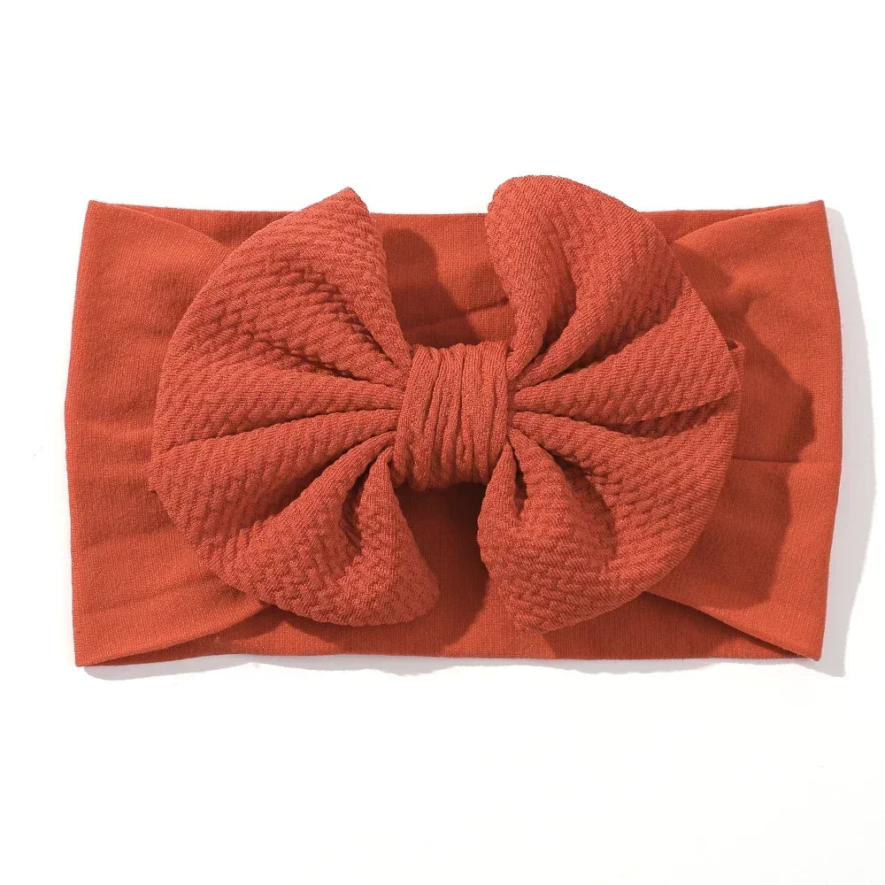 1Pcs Baby Elastic Headband Lovely Big Bows Wide Head Band Soft Newborns Solid Color Headscarf Hairband Babe Hair Accessories