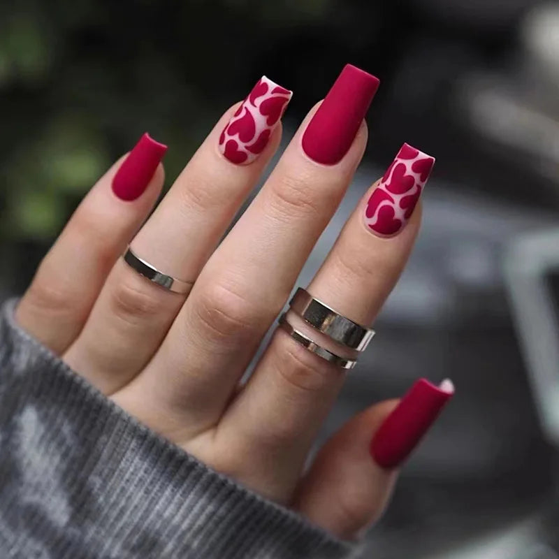 24Pcs Mid-length Ballet False Nails with White Wave Line Design Pink French Press on Nails Wearable Coffin Full Cover Fake Nail