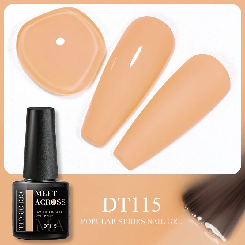 MEET ACROSS 7ml Brown Series Gel Nail Polish Autumn Coffee Color Nail Art Gel Nail Supplies Semi-Permanent Varnish Manicure