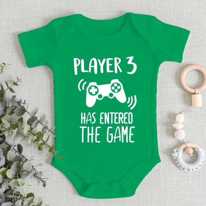 Cute Baby Onesies "Player 3 Has Entered The Game" Funny Jumpsuits Newborn Bodysuits Cotton Casual Boys Girls Clothes Jumpsuits