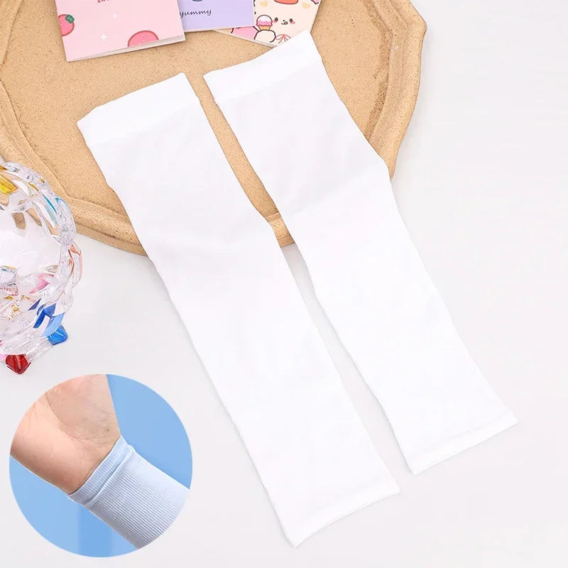 Unisex Cooling Arm Sleeves Cover Sport Running Anti-UV Sun Protection Outdoor Cycling Elastic Ice Sleeve for 4-12 Years Children