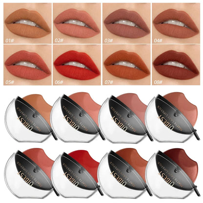 Lip-shaped Lipstick Makeup Lazy Lipstick Velvet Matte Moisturizing Lip Gloss Waterproof Non-stick Cup Long Lasting Makeup