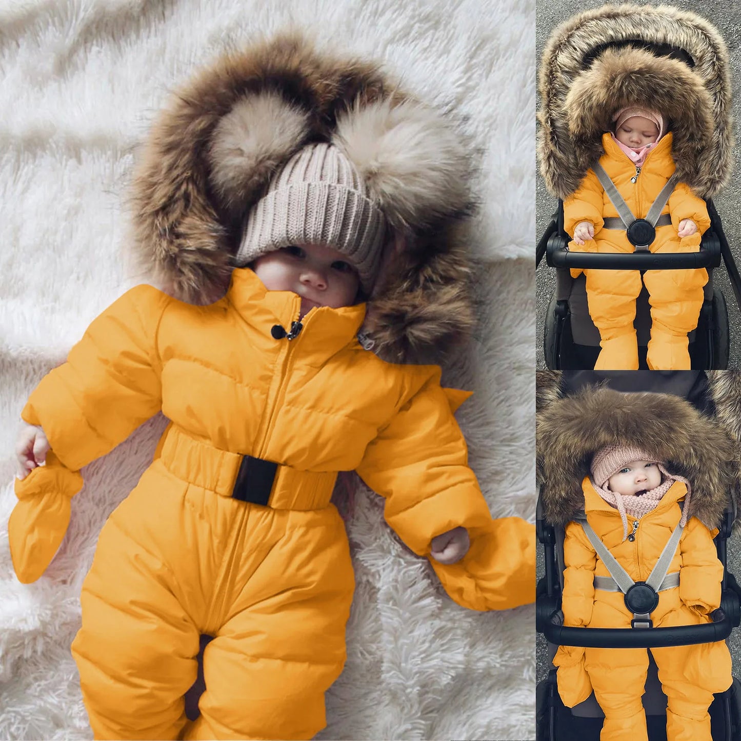 Winter Hooded Jumpsuit for Girls Boys Baby Ski Clothing Overalls Snowsuit for Children Kids Ski Coat Jacket Rompers 1/2 Years 2T