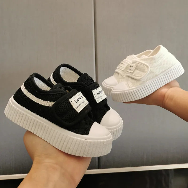 Children's Fashion Thick Sole Canvas Shoes Kids Breathable Casual Sneakers 2025 Spring New Toddler Girls Boys Chic Flats Shoes