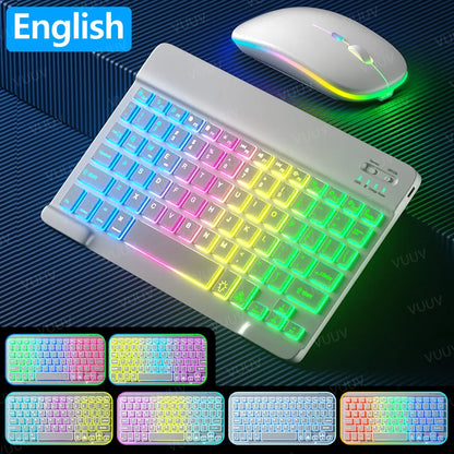 Wireless Bluetooth Keyboard for iPad Tablet Cell Phone Slim Backlit Rechargeable Tablet Keyboard Spanish Korean for Xiaomi Pad 6