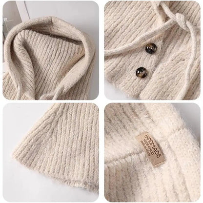 H Solid Color Hood Beanies Cycling Thickened Warm Ear Protection Straps Hat Neck Collar Scarf Cap Men Women Balaclava Caps New