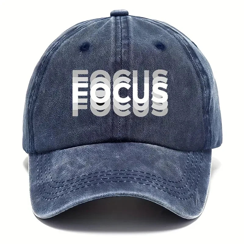 Cap Washed Cotton Adjustable FOCUS Print Unisex Classic Style Baseball Cap