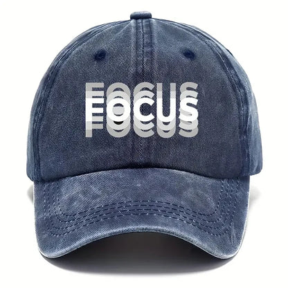 Cap Washed Cotton Adjustable FOCUS Print Unisex Classic Style Baseball Cap