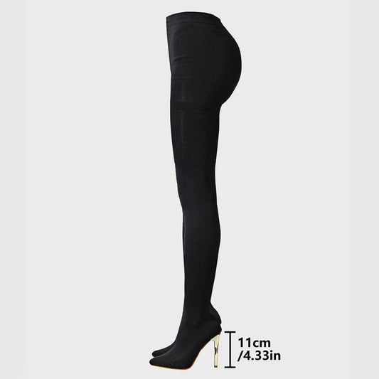 Aneikeh Sexy Stretch Fabric Over The Knee Boots Women Fashion Pantyhos street Thigh High Shoes Party Nightclub Stripper Heels