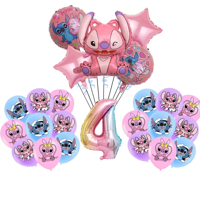 Disney Pink Lilo&Stitch Birthday Party Decorations Disposable Plate Angel Balloon Baby Shower Girls Birthday Party Supplies