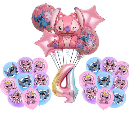 Disney Pink Lilo&Stitch Birthday Party Decorations Disposable Plate Angel Balloon Baby Shower Girls Birthday Party Supplies