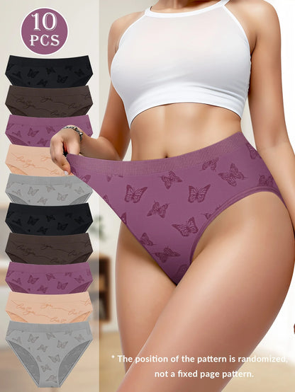 10pcs Ladies Panties Butterfly Shape Comfortable Soft Triangle Panties Hip Lifting Breathable Comfortable Fit