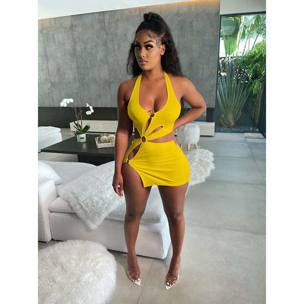 Halter Sexy Slim Women's Dress Sleeveless Backless High Split