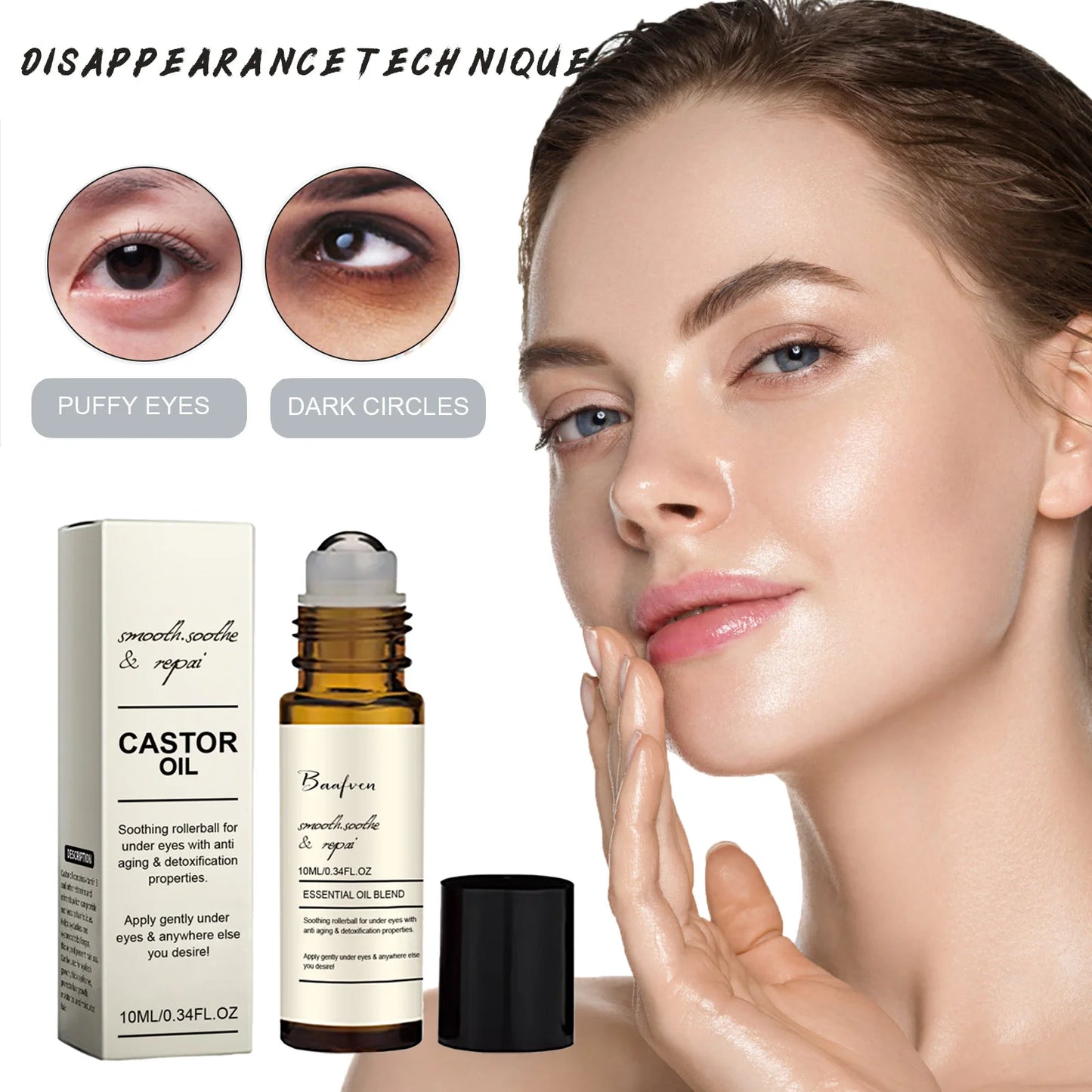 Castor Oil Eye Serum Anti-wrinkle Remove Dark Circles Eye Bags Anti-puffiness Lift Firm Ball Massage Moisturize Nourish Eye Care